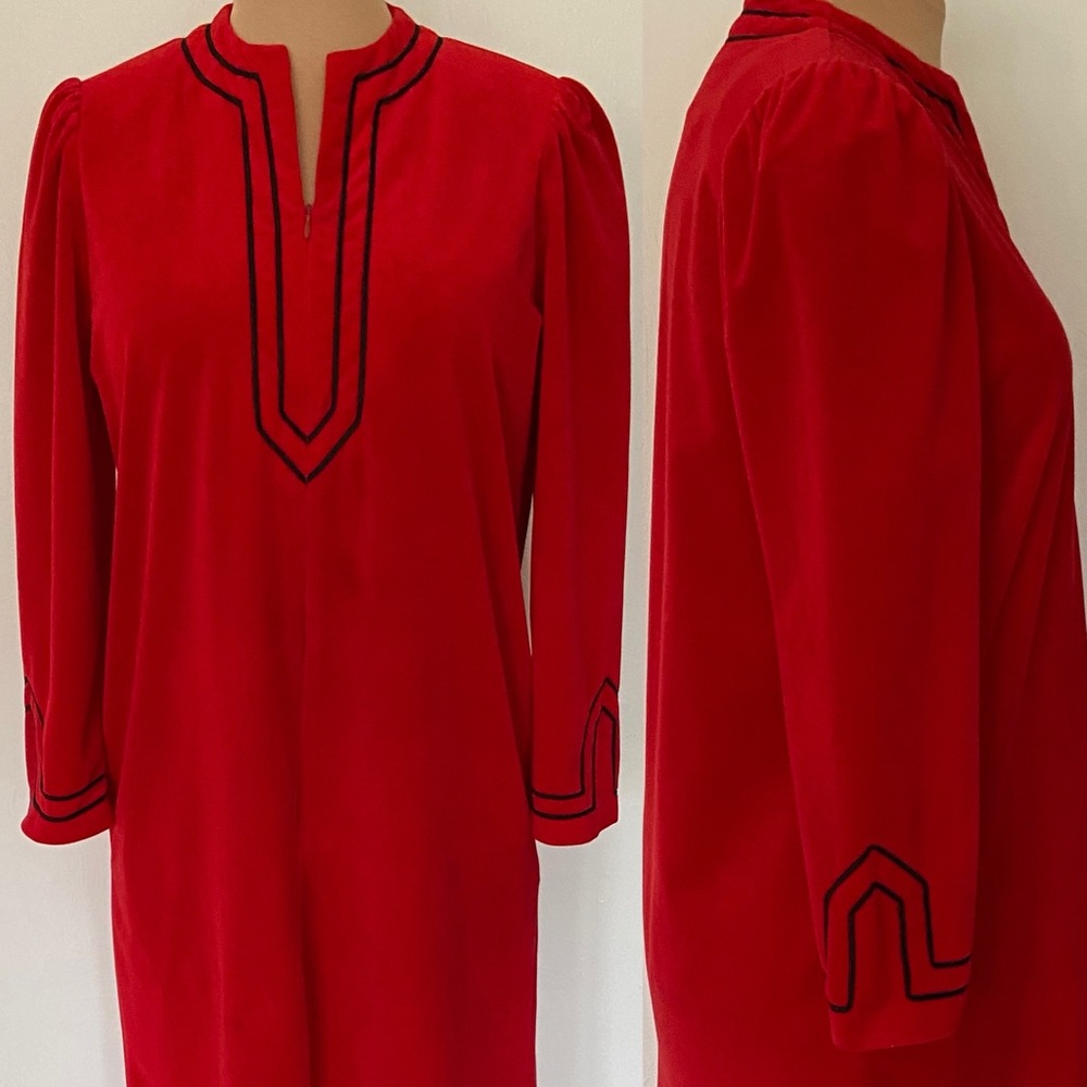 Vintage Velour Bathrobe *Small* EVELYN PEARSON Maxi Caftan Pullover Robe